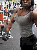 super hot ebony female bodybuilder mistress treasure in ripped contest shape